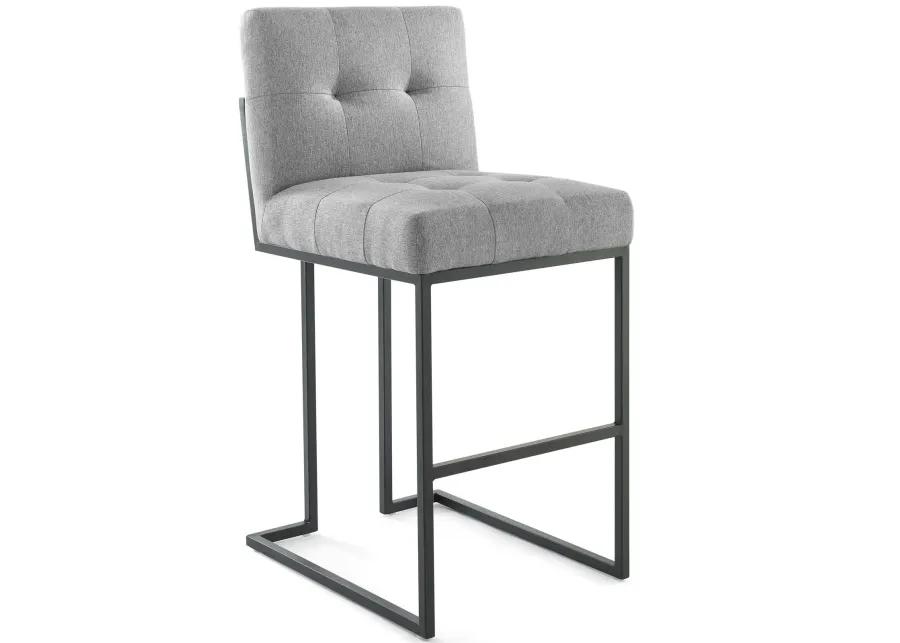 Privy Black Stainless Steel Upholstered Fabric Bar Stool Set of 2