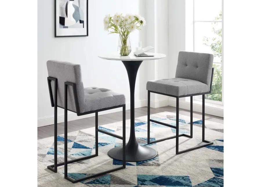 Privy Black Stainless Steel Upholstered Fabric Bar Stool Set of 2