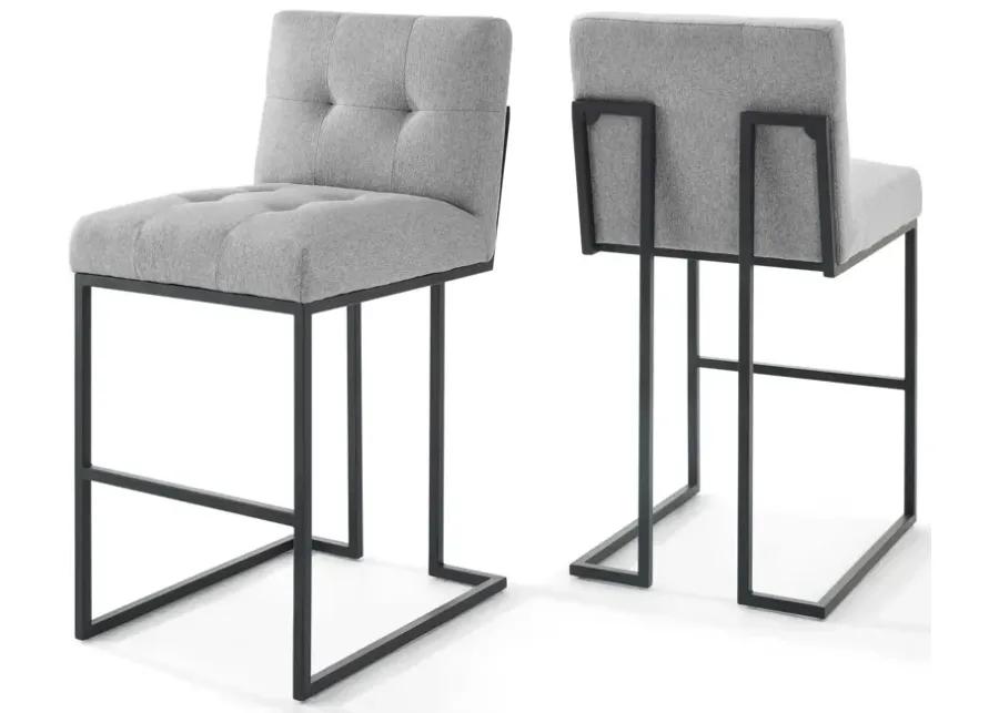 Privy Black Stainless Steel Upholstered Fabric Bar Stool Set of 2