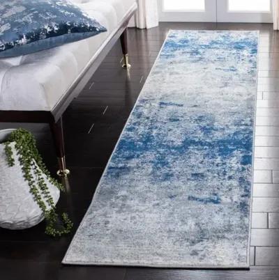 Brentwood 822 Grey / Navy 2' X 22' Runner Powerloomed Rug