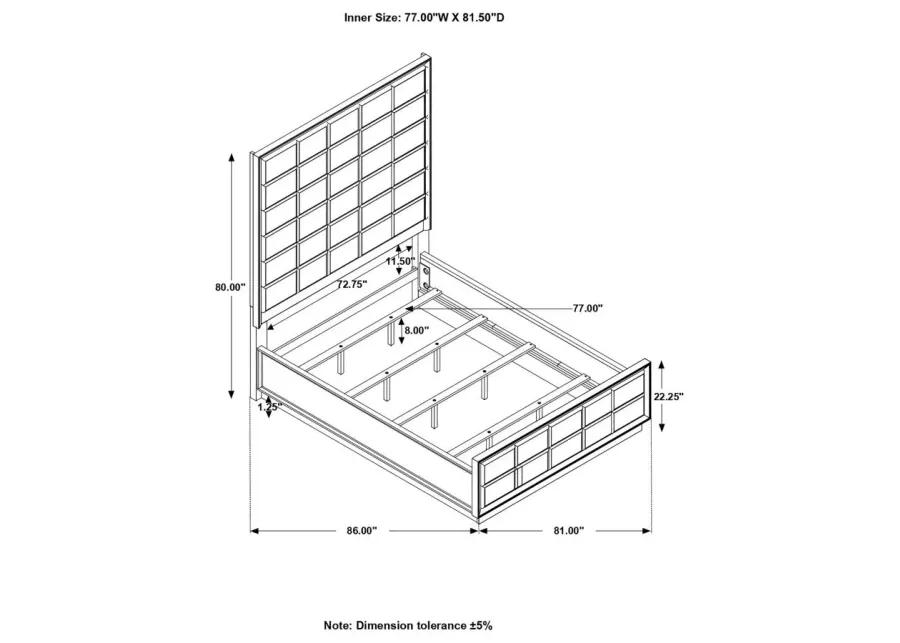 Durango Eastern King Upholstered Bed Smoked Peppercorn and Grey