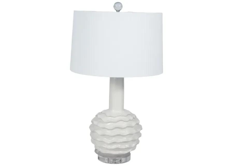 27" Ruffles Table Lamp Crystal Base, White