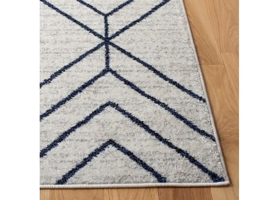 ADIRONDACK Contemporary Light Grey / Navy 4' X 6' Powerloomed Rug