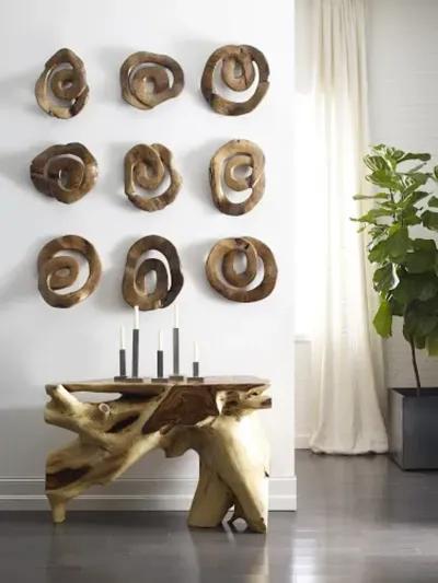 swirl wall tile, teak wood, assorted