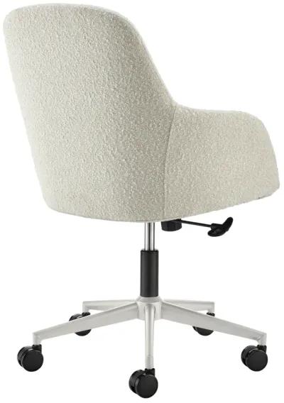 Mia Office Chair in Ivory Fabric with White Base