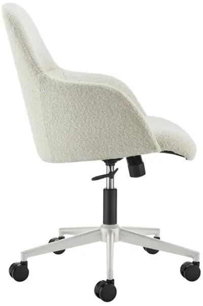 Mia Office Chair in Ivory Fabric with White Base