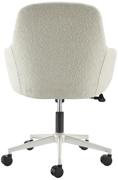 Mia Office Chair in Ivory Fabric with White Base