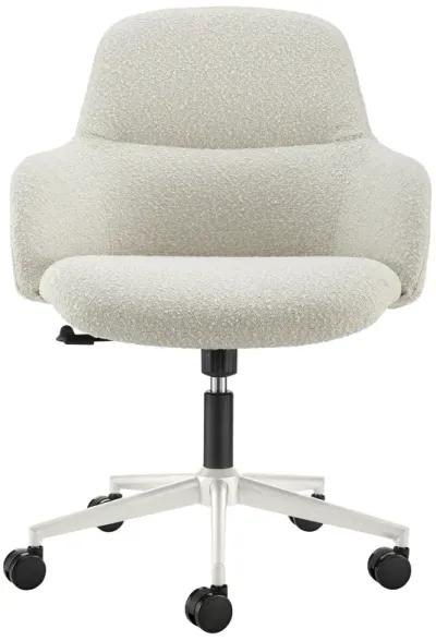 Mia Office Chair in Ivory Fabric with White Base