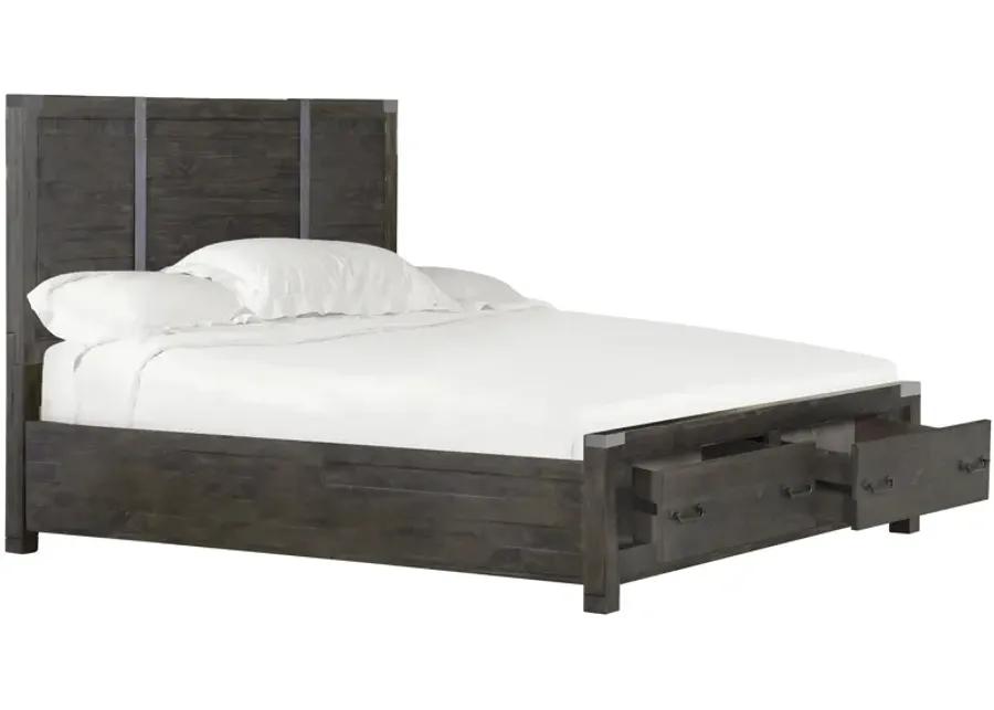 Abington Panel Bed with Storage in Weathered Charcoal