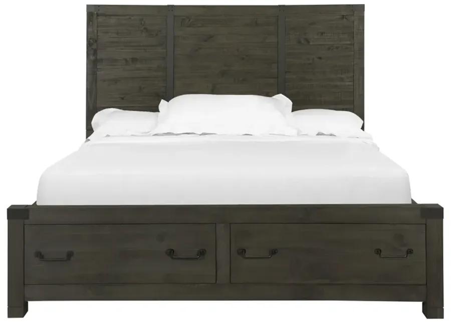 Abington Panel Bed with Storage in Weathered Charcoal