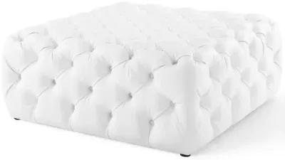 Amour Tufted Button Large Square Faux Leather Ottoman