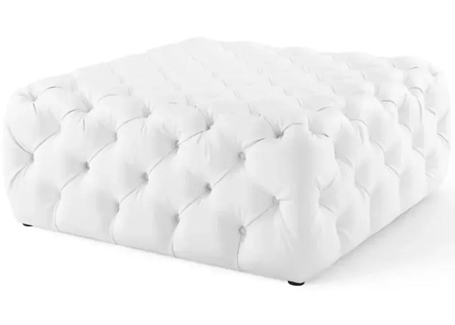 Amour Tufted Button Large Square Faux Leather Ottoman