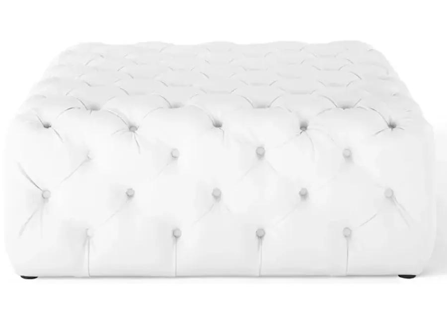 Amour Tufted Button Large Square Faux Leather Ottoman