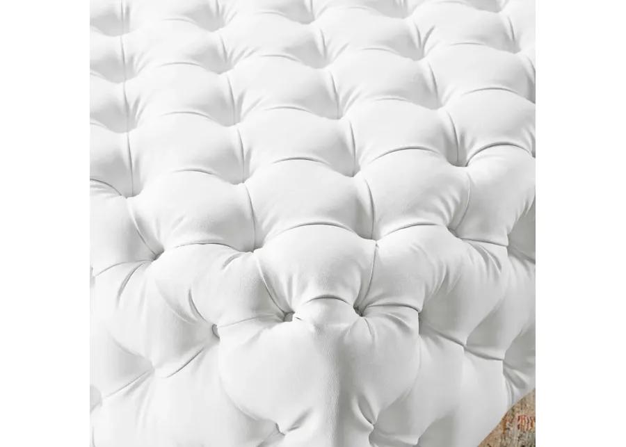 Amour Tufted Button Large Square Faux Leather Ottoman