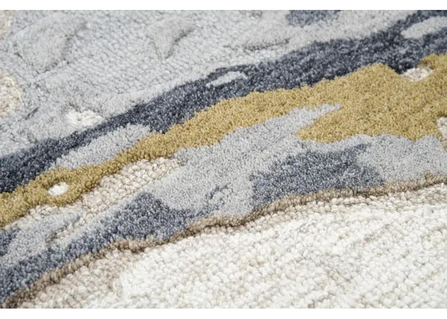 Vogue Beige Abstract Wool 9'x12' Rectangle Rug