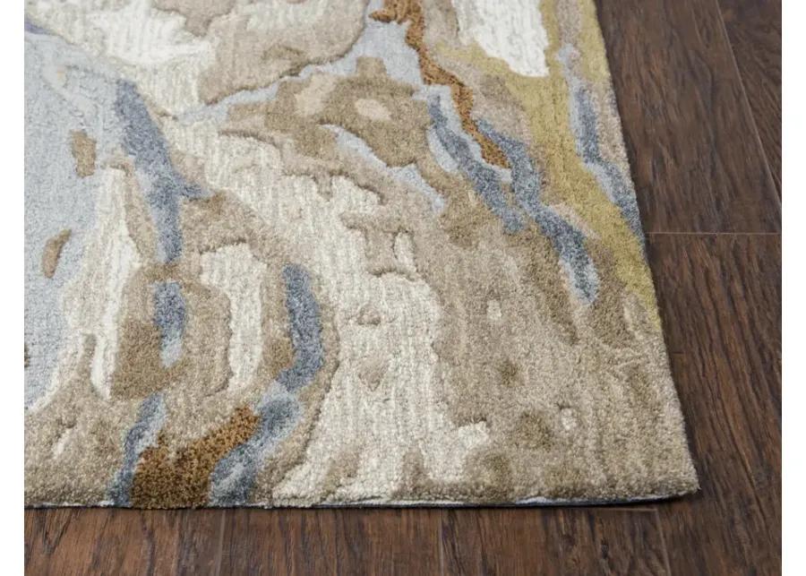 Vogue Beige Abstract Wool 9'x12' Rectangle Rug