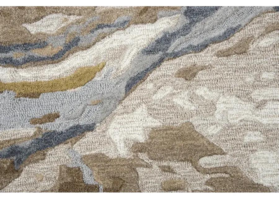 Vogue Beige Abstract Wool 9'x12' Rectangle Rug