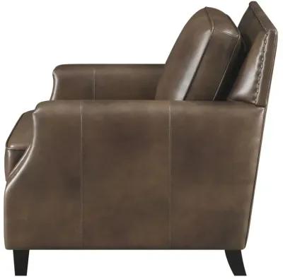 Leaton Upholstered Recessed Arm Chair Brown Sugar