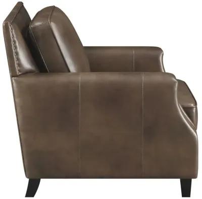 Leaton Upholstered Recessed Arm Chair Brown Sugar