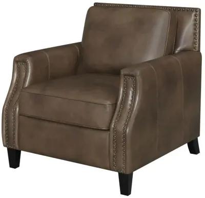 Leaton Upholstered Recessed Arm Chair Brown Sugar