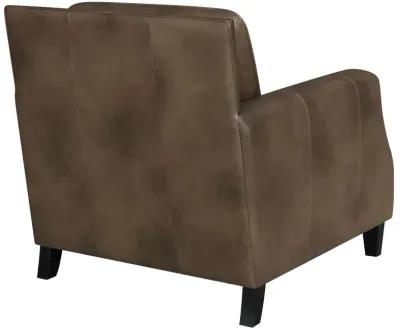 Leaton Upholstered Recessed Arm Chair Brown Sugar