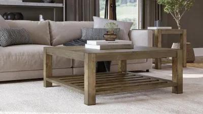 Canyon Solid Wood Square Coffee Table in Washed Grey