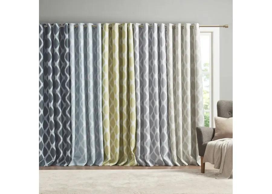 SunSmart Blakesly Aqua Printed Ikat Blackout Patio Curtain