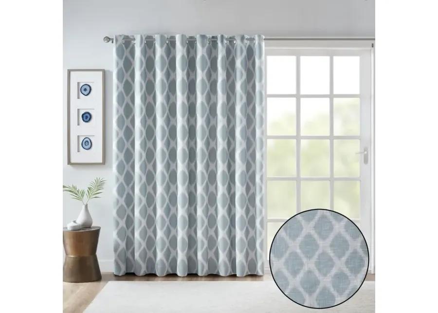 SunSmart Blakesly Aqua Printed Ikat Blackout Patio Curtain