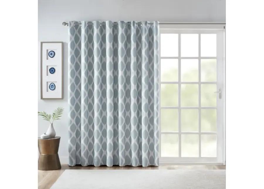 SunSmart Blakesly Aqua Printed Ikat Blackout Patio Curtain