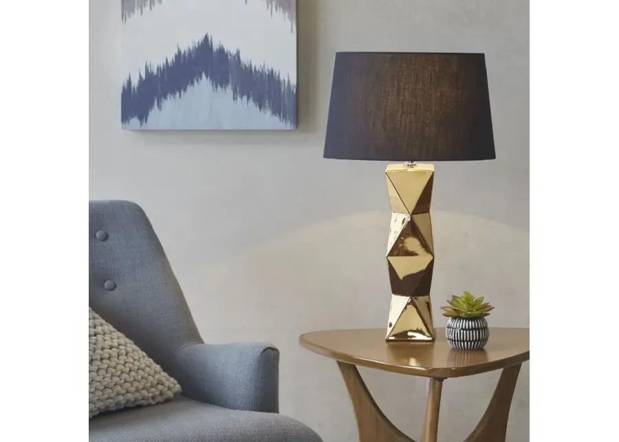 INK+IVY Kenlyn Gold Geometric Ceramic Table Lamp