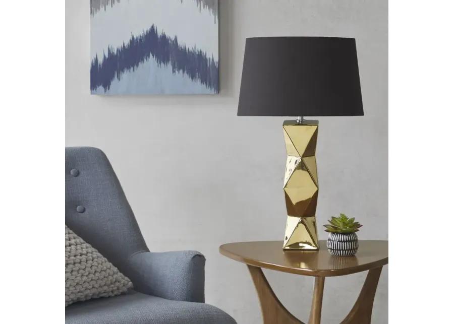 INK+IVY Kenlyn Gold Geometric Ceramic Table Lamp