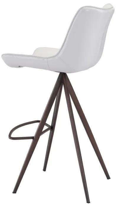 Aki Barstool (Set of 2) White & Walnut