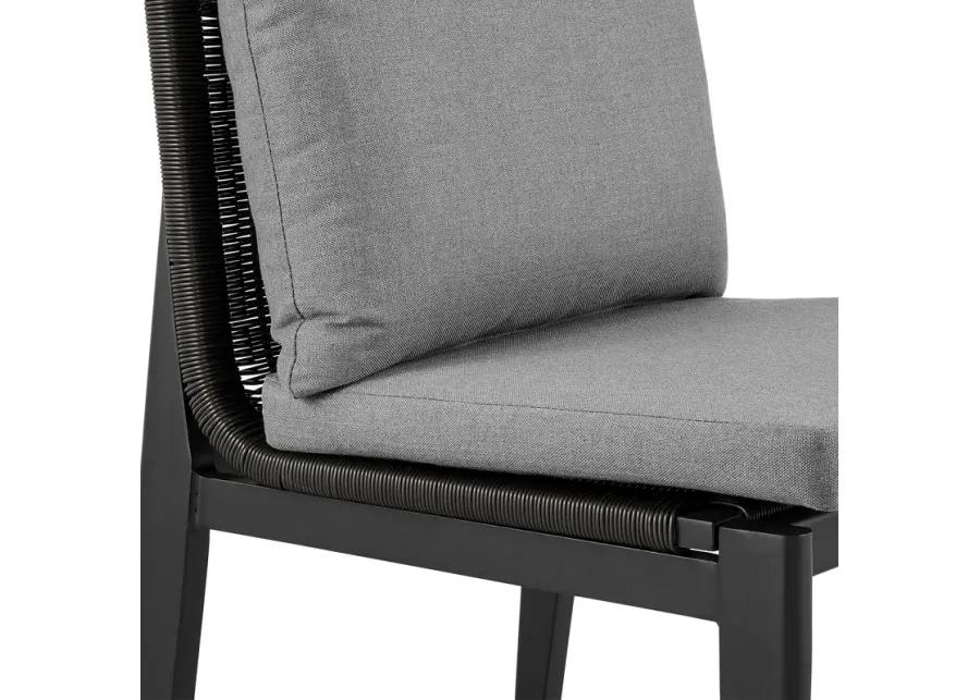 Grand Outdoor Patio Dining Chairs in Aluminum with Gray Cushions - Set of 2