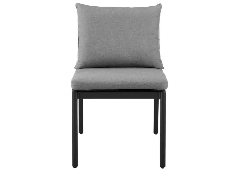 Grand Outdoor Patio Dining Chairs in Aluminum with Gray Cushions - Set of 2