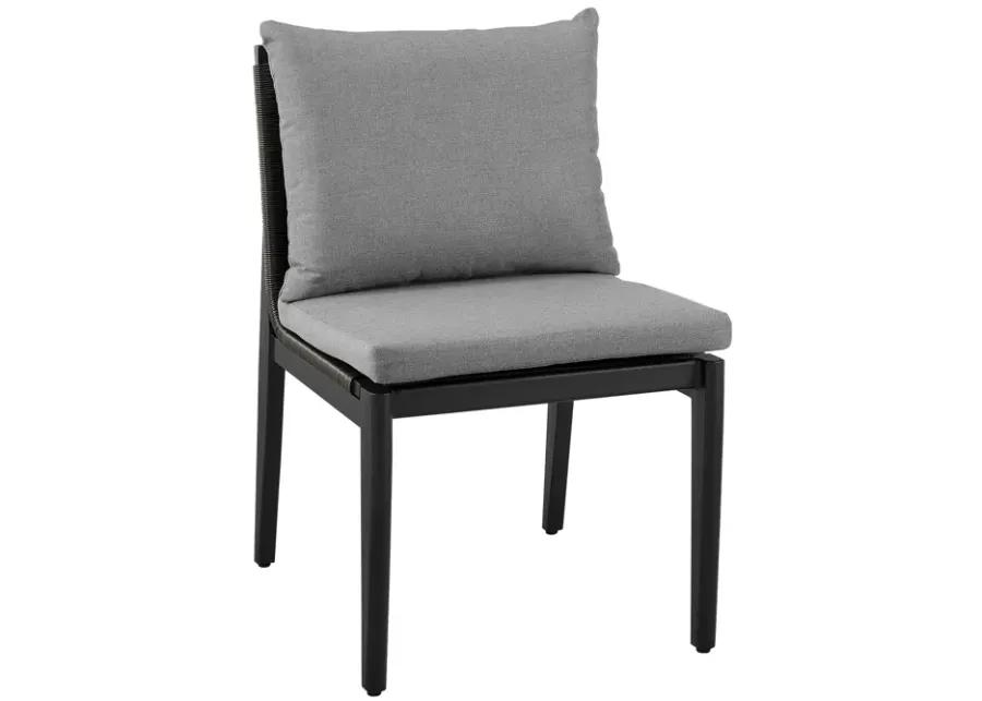 Grand Outdoor Patio Dining Chairs in Aluminum with Gray Cushions - Set of 2