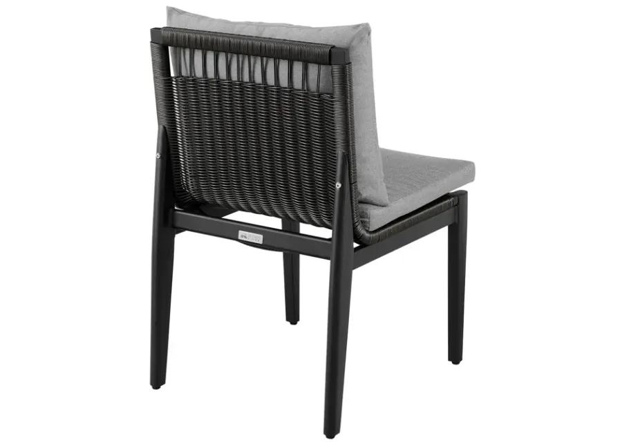 Grand Outdoor Patio Dining Chairs in Aluminum with Gray Cushions - Set of 2