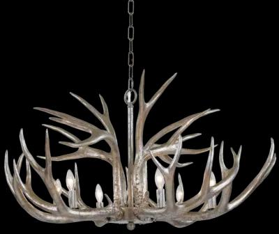 Antler Ambered Silver Leaf Chandelier