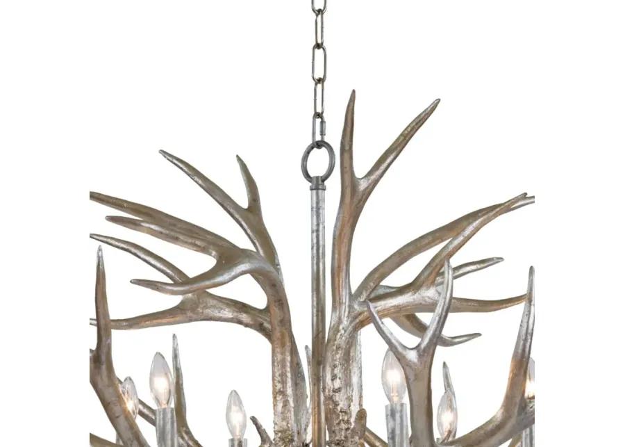 Antler Ambered Silver Leaf Chandelier