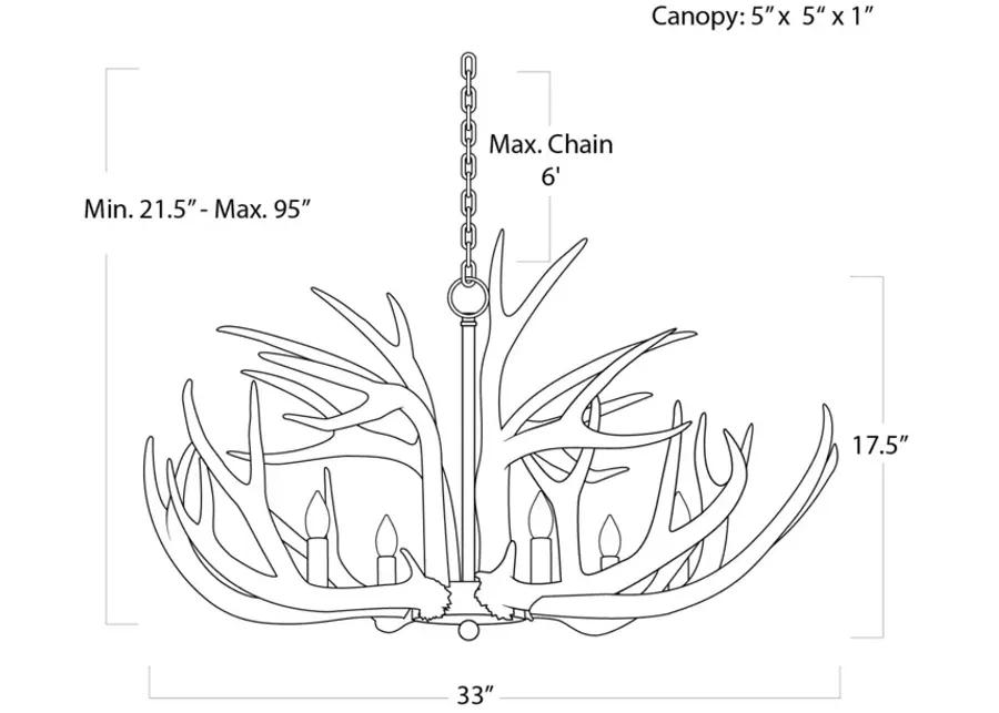 Antler Ambered Silver Leaf Chandelier