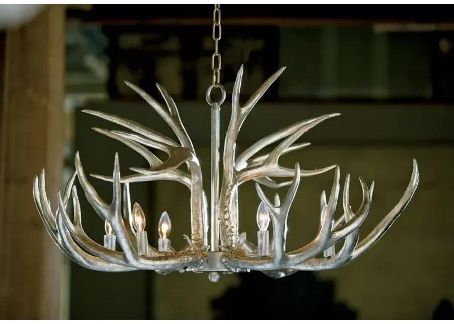 Antler Ambered Silver Leaf Chandelier