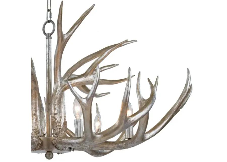 Antler Ambered Silver Leaf Chandelier