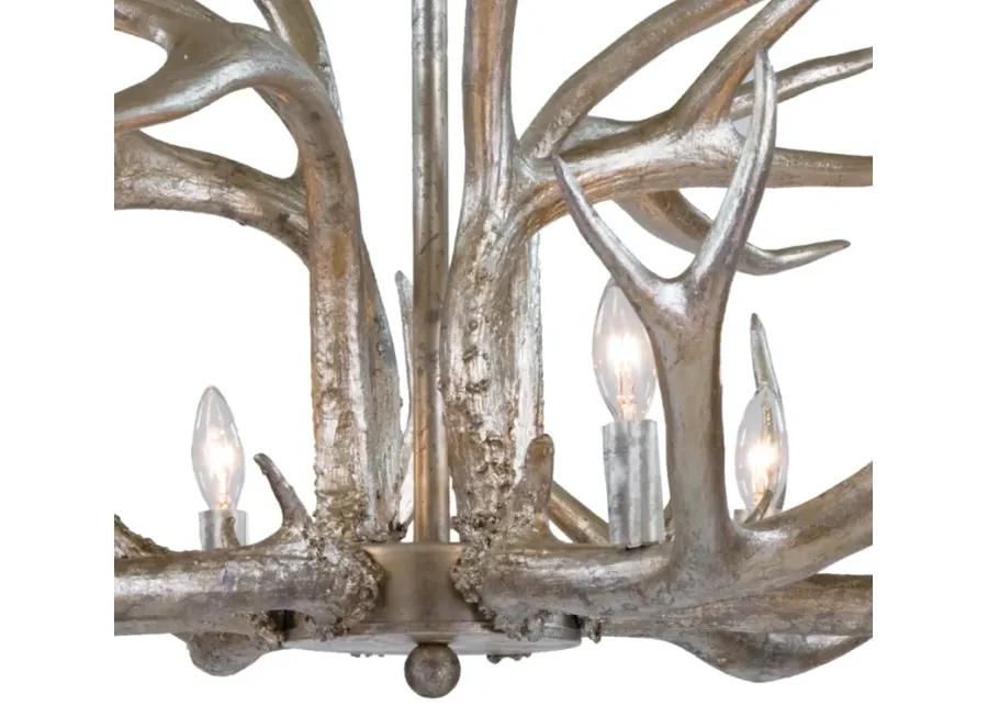 Antler Ambered Silver Leaf Chandelier