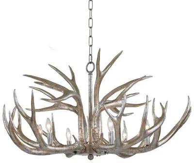 Antler Ambered Silver Leaf Chandelier