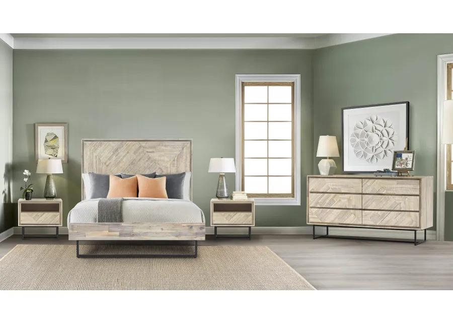 Peridot 4 Piece Queen Bedroom Set in Natural Acacia Wood