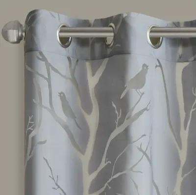 Madison Park Averil Grey Grommet Top Sheer Bird on Branches Burnout Window Curtain