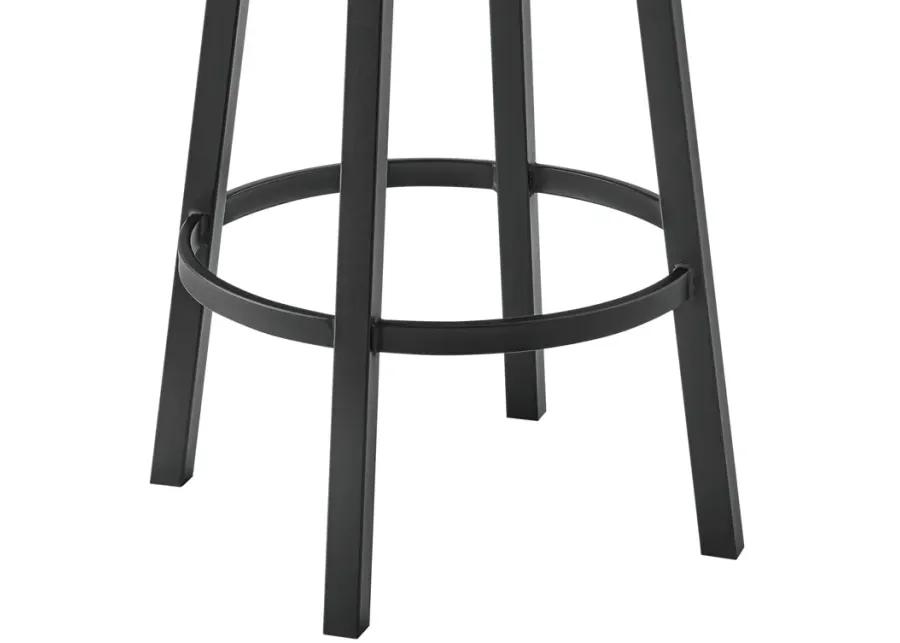 Dalza Swivel Counter or Bar Stool in Black Finish with Gray Faux Leather