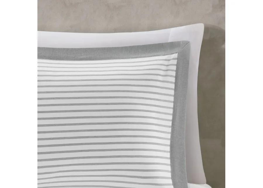 Madison Park Essentials Hayden Grey Reversible Yarn Dyed Stripe Down Alternative Comforter Set