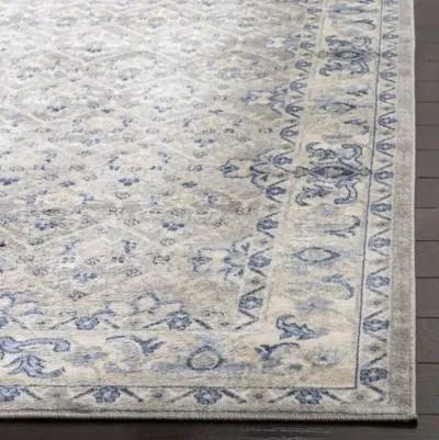 Brentwood 869 Light Grey / Blue 5' X 5' Round Round Powerloomed Rug