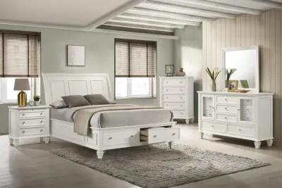 Sandy Beach California King Storage Sleigh Bed Cream White