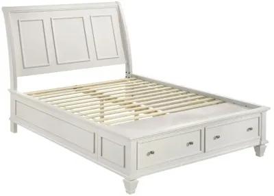 Sandy Beach California King Storage Sleigh Bed Cream White